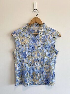 Vintage Sleeveless Popcorn Top w/ Mandarin Collar / Y2K / Satin